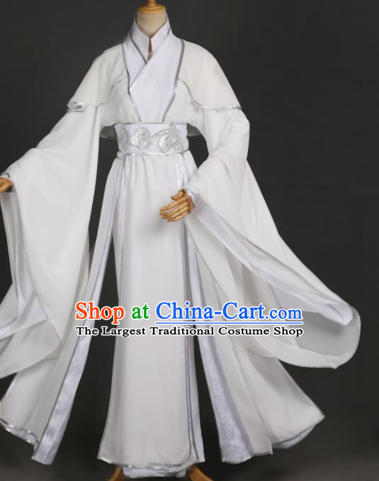 Traditional Chinese Cosplay Prince Xie Lian Costume Ancient Chivalrous Knight Garment Swordsman White Clothing for Men