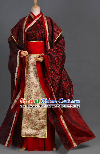 Traditional Chinese Cosplay Swordsman Wei Wuxian Wedding Costume Ancient Chivalrous Knight Garment Crown Prince Dark Red Clothing for Men
