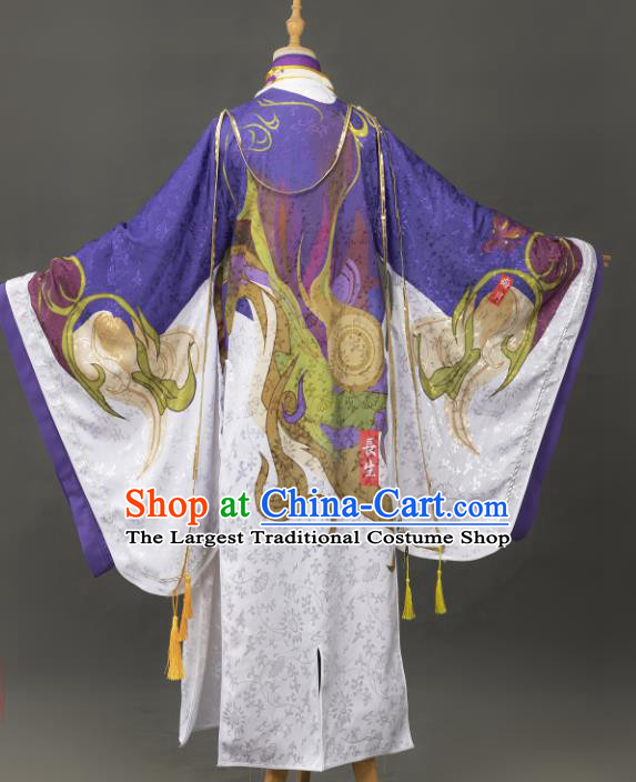 Traditional Chinese Cosplay Swordsman Chu Liuxiang Costumes Ancient Prince Garment Clothing for Men
