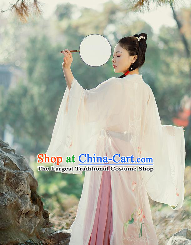 Traditional Chinese Tang Dynasty Noble Princess Costumes Ancient Palace Lady Hanfu Dress Embroidered Cape Blouse and Skirt Full Set