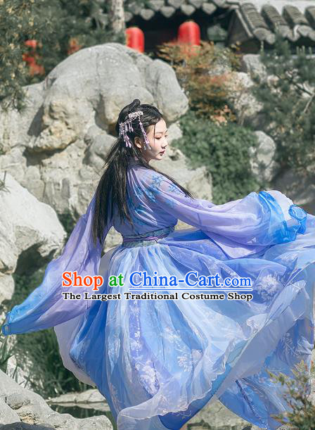 Traditional Chinese Tang Dynasty Royal Princess Costumes Ancient Goddess Purple Hanfu Dress Full Set for Women