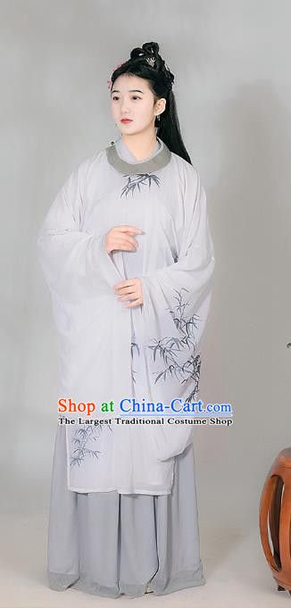 Traditional Chinese Ming Dynasty Historical Costumes Ancient Noble Lady Hanfu Dress Apparel White Robe and Skirt for Women