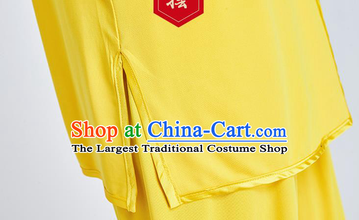 Top Grade Kung Fu Costume Martial Arts Training Yellow Milk Fiber Uniform Shaolin Gongfu Tai Ji Clothing for Women