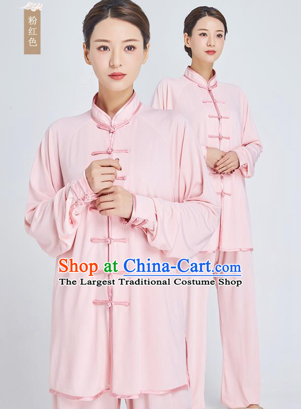 Professional Kung Fu Training Pink Milk Fiber Uniforms Martial Arts Shaolin Gongfu Costumes Tai Ji Clothing for Women