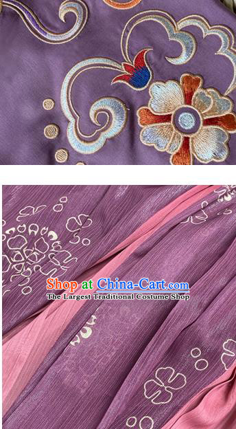 Traditional Chinese Tang Dynasty Court Maid Historical Costumes Ancient Palace Lady Hanfu Dress Apparel Half Sleeved Garment Blouse and Skirt Full Set