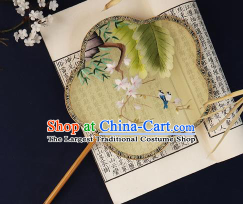 China Traditional Plum Blossom Silk Fan Embroidered Mangnolia Palace Fan Handmade Bride Hanfu Fan