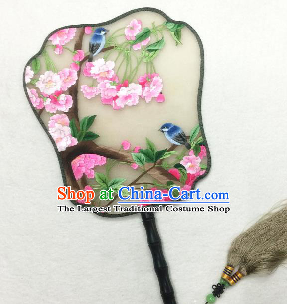 China Handmade Suzhou Embroidered Begonia Silk Fan Traditional Palace Fan Classical Dance Hanfu Fan