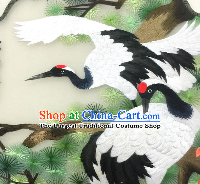 China Classical Dance Hanfu Fan Handmade Suzhou Embroidered Pine Crane Silk Fan Traditional Palace Fan