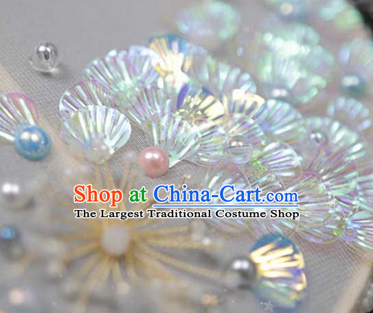 China Traditional Bride Beads Tassel Silk Fan Classical Dance Circular Fan Handmade Wedding Scale Palace Fan
