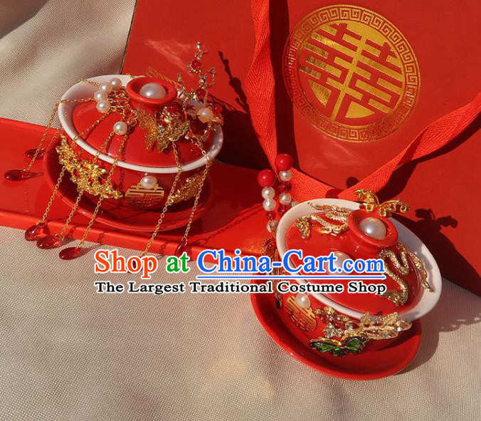 China Handmade Red Cups Traditional Wedding Tea Cups
