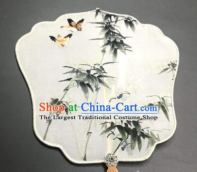 China Traditional Hanfu Fan Suzhou Embroidery Craft Handmade Palace Fan Embroidered Bamboo Silk Fan