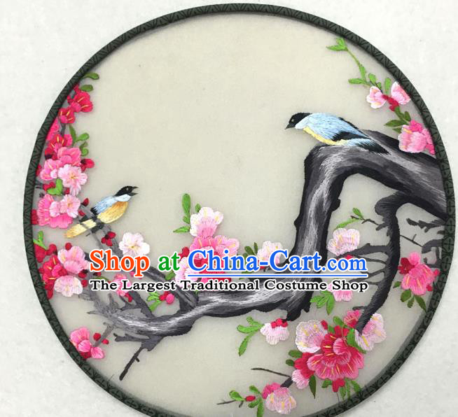 China Traditional Palace Fan Classical Dance Hanfu Fan Handmade Suzhou Embroidered Plum Blossom Silk Circular Fan