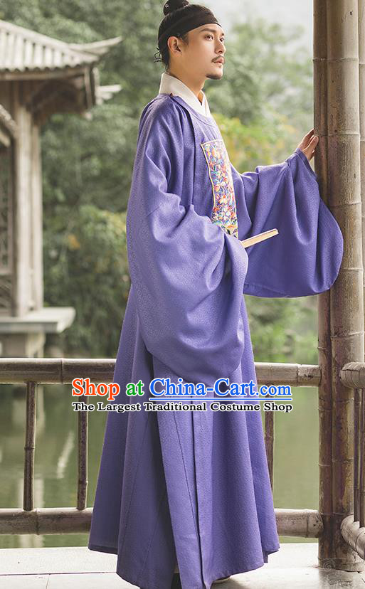 China Ancient Official Embroidered Hanfu Robe Traditional Ming Dynasty Noble Childe Historical Clothing for Men