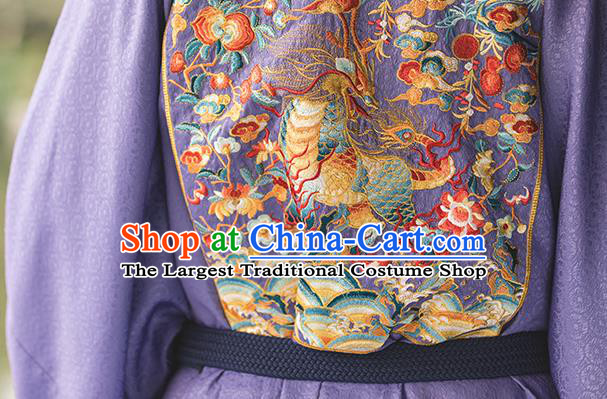 China Ancient Official Embroidered Hanfu Robe Traditional Ming Dynasty Noble Childe Historical Clothing for Men