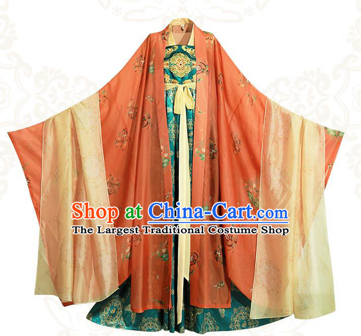 Ancient China Palace Beauty Embroidered Hanfu Dress Traditional Tang Dynasty Imperial Consort Historical Clothing