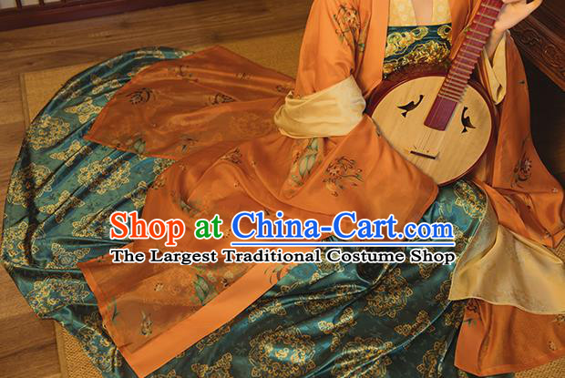 Ancient China Palace Beauty Embroidered Hanfu Dress Traditional Tang Dynasty Imperial Consort Historical Clothing