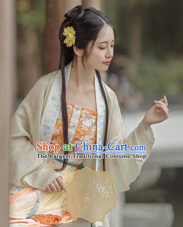 Ancient China Song Dynasty Young Beauty Historical Clothing Traditional Hanfu Embroidered Dresses Full Set
