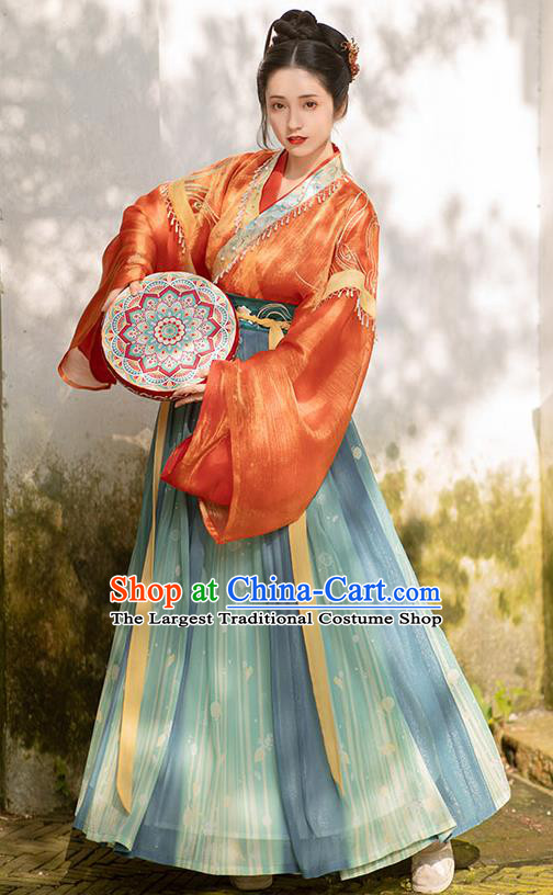 China Ancient Royal Princess Hanfu Dress Traditional Jin Dynasty Palace Lady Historical Clothing Full Set