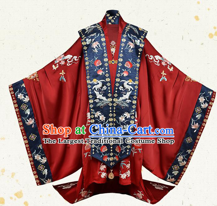 China Traditional Ming Dynasty Wedding Historical Clothing Ancient Noble Woman Red Hanfu Dress Full Set