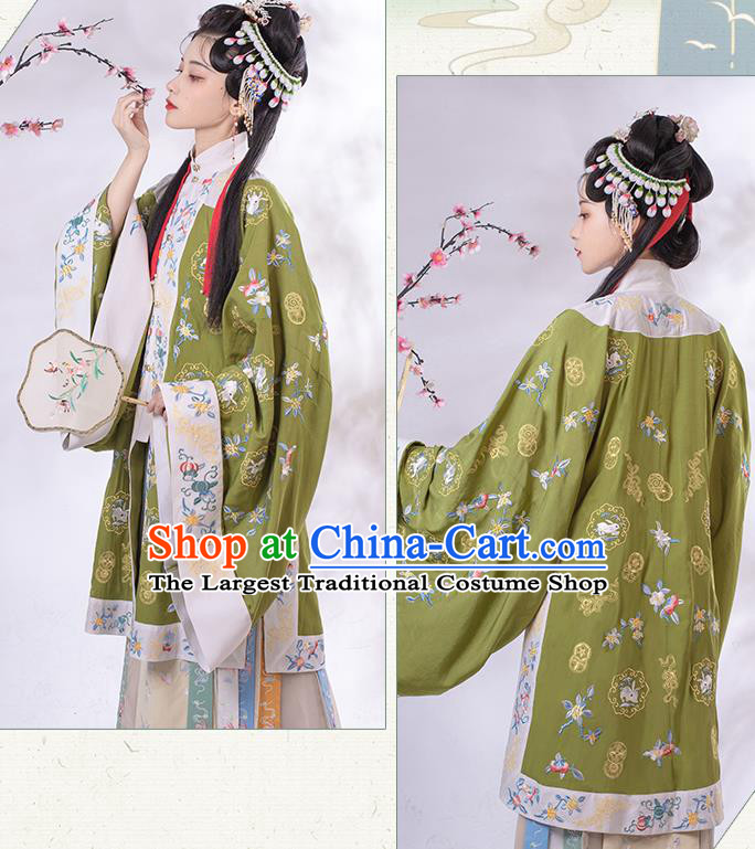 Traditional China Ming Dynasty Patrician Lady Historical Clothing Ancient Young Beauty Embroidered Hanfu Costumes