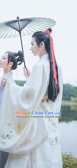 Traditional China Jin Dynasty Childe Historical Hanfu Clothing Ancient Swordsman Embroidered Costume for Men