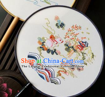 China Classical Embroidered Circular Fan Dance Fans Handmade Palace Fan Traditional Hanfu Silk Fan