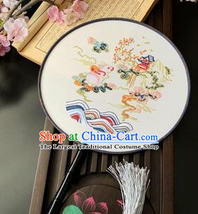 China Classical Embroidered Circular Fan Dance Fans Handmade Palace Fan Traditional Hanfu Silk Fan