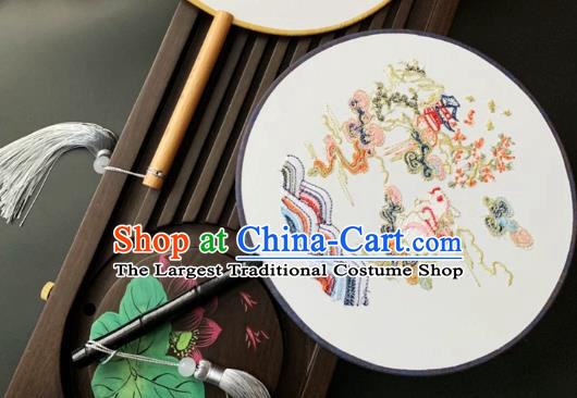 China Classical Embroidered Circular Fan Dance Fans Handmade Palace Fan Traditional Hanfu Silk Fan