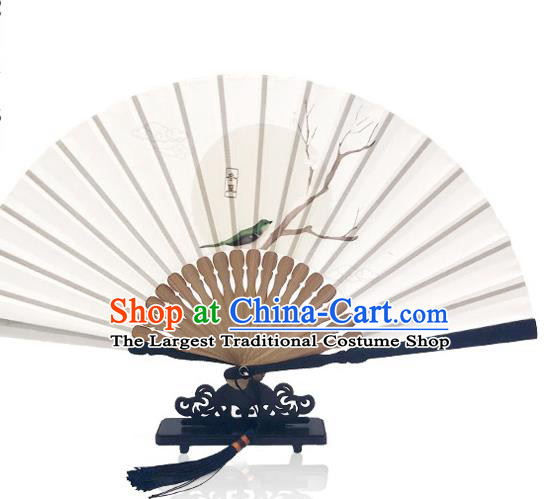 Chinese Classical Dance Silk Fan Printing Twenty Four Solar Terms Folding Fan Handmade the Winter Solstice Accordion
