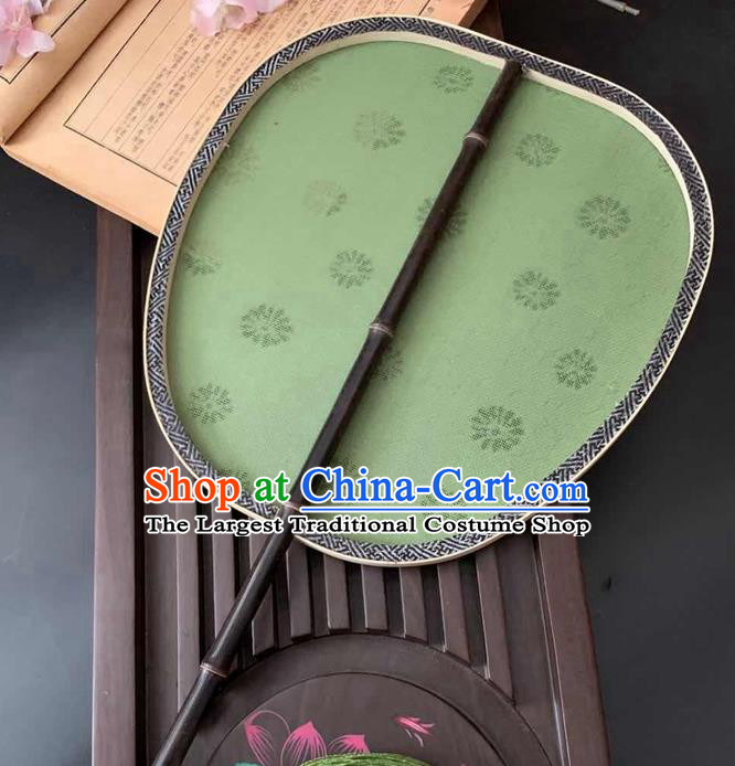 China Handmade Jacquard Daisy Green Silk Fan Ancient Classical Hanfu Fan Traditional Song Dynasty Palace Fan