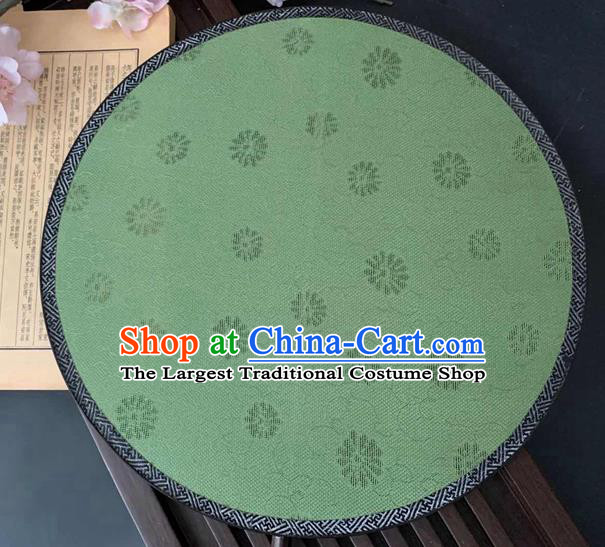 China Traditional Song Dynasty Palace Fan Handmade Green Silk Fan Classical Hanfu Circular Fan