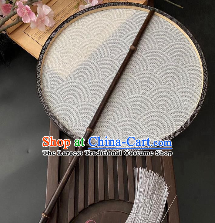 China Handmade Beige Silk Fan Classical Hanfu Circular Fan Traditional Song Dynasty Palace Fan