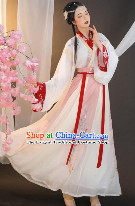China Traditional Jin Dynasty Palace Lady Historical Clothing Ancient Young Beauty Hanfu Dress Costume