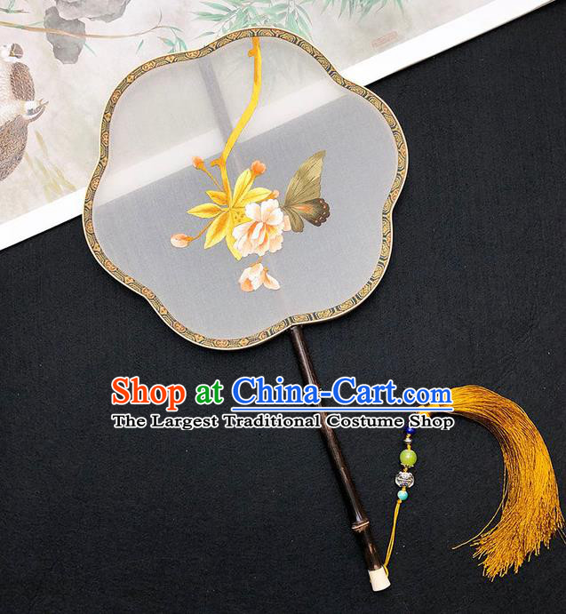 China Traditional Hanfu Fan Silk Fan Classical Dance Fan Handmade Embroidered Palace Fan