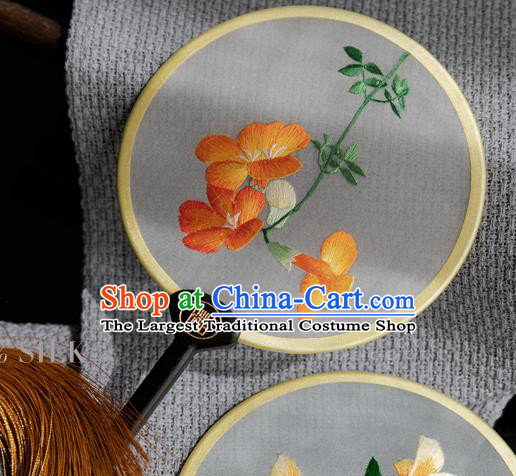 China Hunan Embroidery Palace Fan Traditional Hanfu Circular Fan Handmade Silk Fan