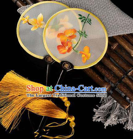 China Hunan Embroidery Palace Fan Traditional Hanfu Circular Fan Handmade Silk Fan