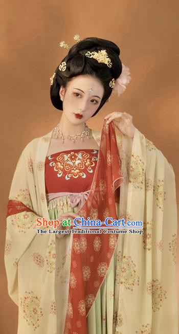 China Ancient Tang Dynasty Court Woman Hanfu Dress Traditional Imperial Consort Historical Clothing