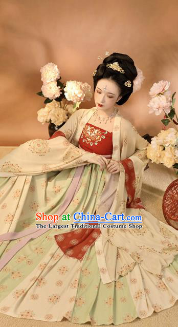 China Ancient Tang Dynasty Court Woman Hanfu Dress Traditional Imperial Consort Historical Clothing