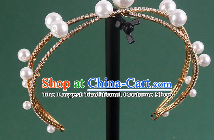 Europe Bride Pearls Royal Crown Wedding Princess Headband Elegant Hair Accessories