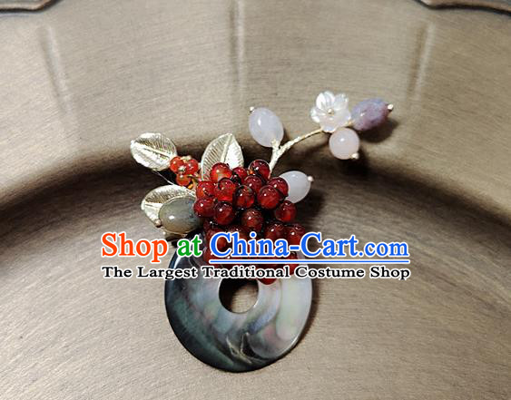 Handmade China Cheongsam Breastpin Classical Jewelry Garnet Beads Brooch Accessories