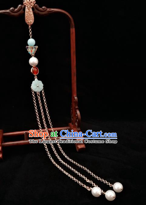Handmade China Enamel Butterfly Tassel Brooch Pendant Accessories Classical Cheongsam Breastpin Jewelry