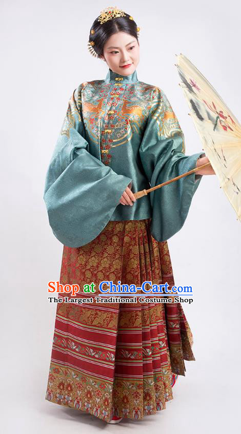 Traditional China Ancient Patrician Countess Hanfu Dress Ming Dynasty Noble Mistress Historical Clothing