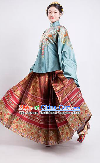 Traditional China Ancient Patrician Countess Hanfu Dress Ming Dynasty Noble Mistress Historical Clothing