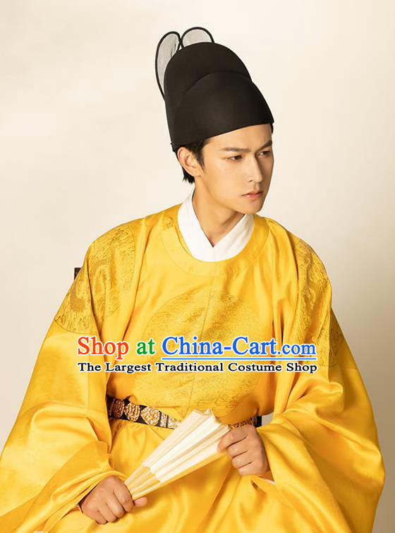 China Ancient Emperor Golden Imperial Robe Traditional Ming Dynasty Majesty Monarch Historical Clothing for Men