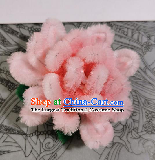 China Handmade Hair Stick Ancient Princess Hair Accessories Traditional Hanfu Pink Velvet Camellia Hairpin
