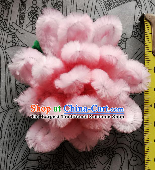 China Handmade Hair Stick Ancient Princess Hair Accessories Traditional Hanfu Pink Velvet Camellia Hairpin