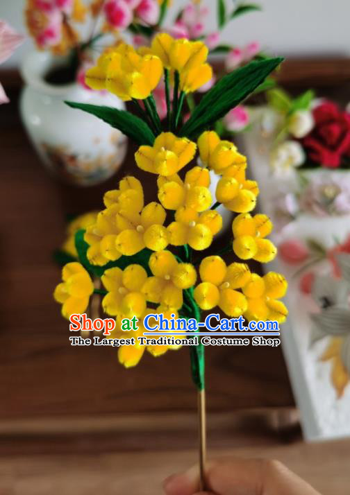 Handmade China Traditional Ancient Hanfu Yellow Flowers Hairpin Velvet Osmanthus Hair Accessories