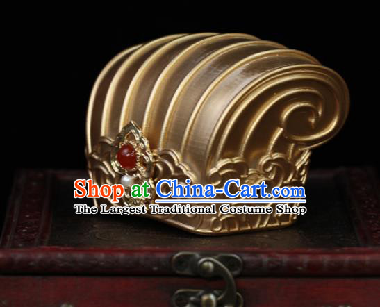 China Traditional Song Dynasty Emperor Golden Hairdo Crown Ancient Prince Hair Accessories