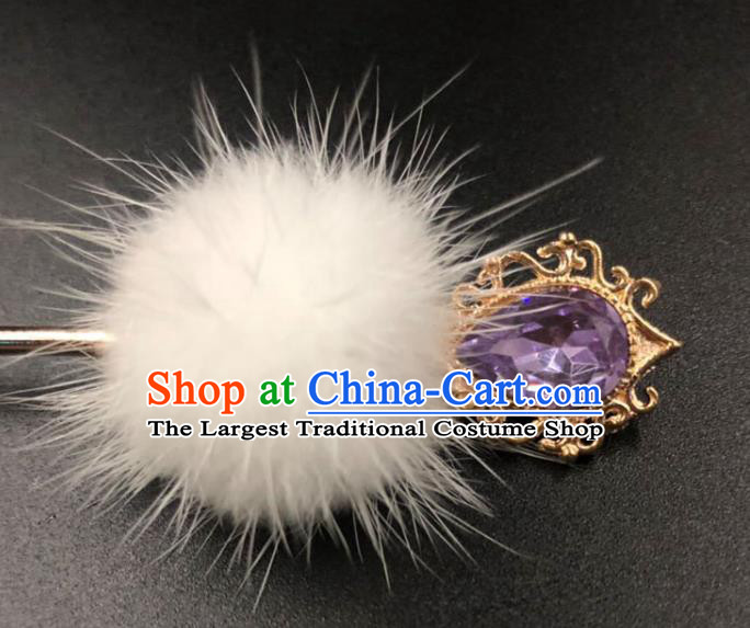 China Ancient Ming Dynasty Princess Hair Stick Traditional Hanfu Purple Crystal Hairpin Hair Accessories