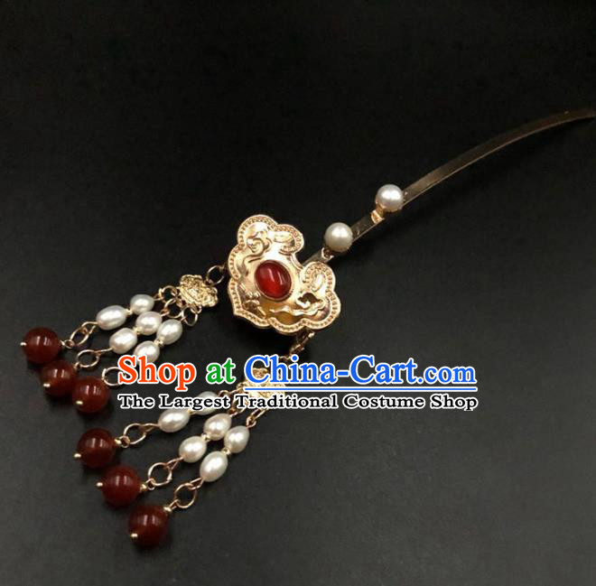 China Ming Dynasty Empress Hair Stick Ancient Queen Golden Hairpin Traditional Hanfu Hair Accessories